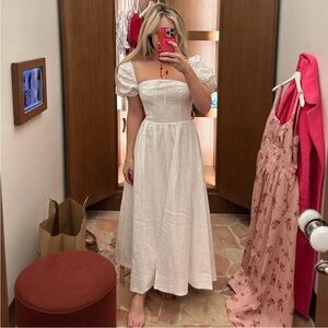 Reformation Marella Linen Dress in White